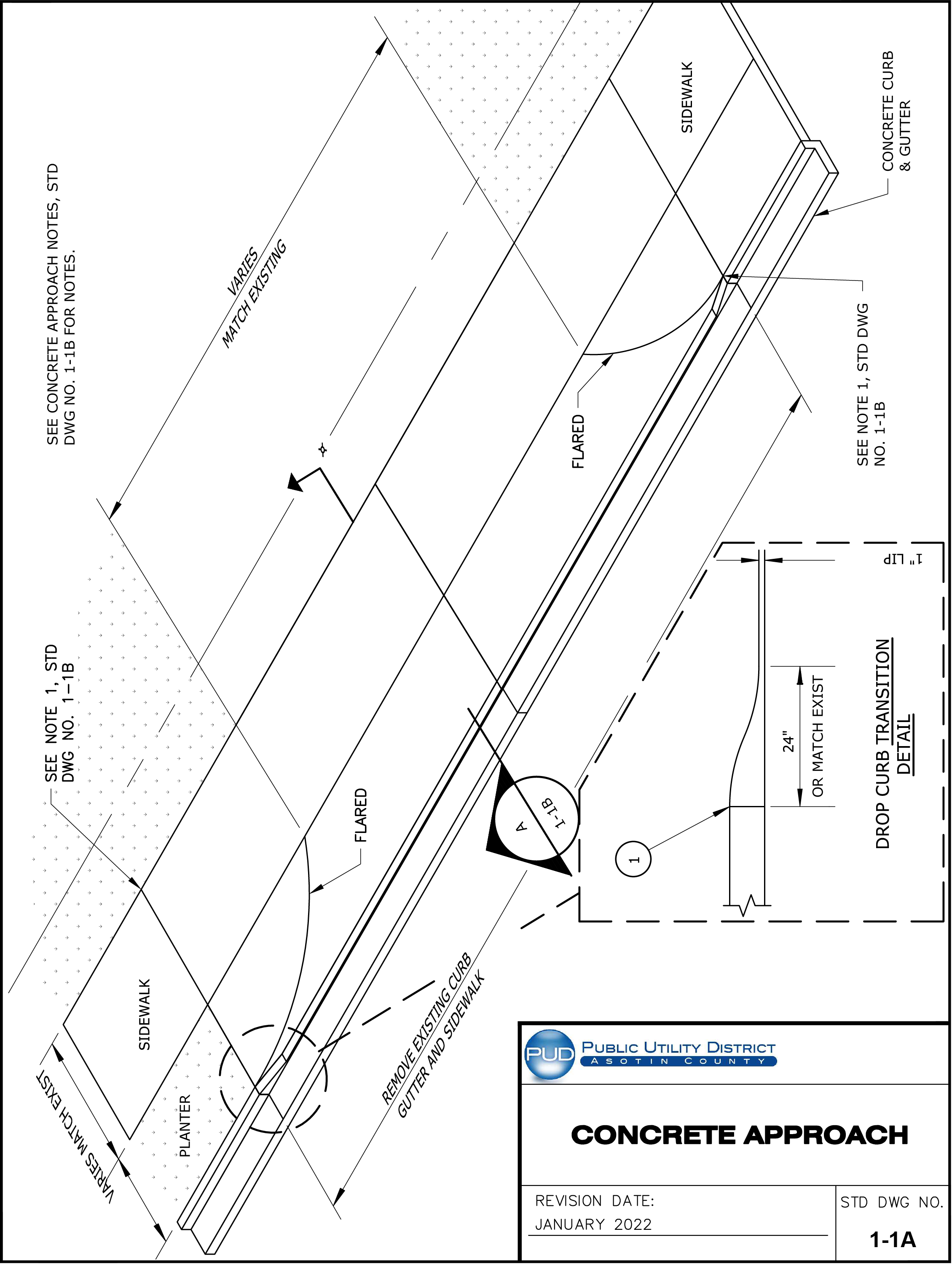 Standard Drawing 1-1A — Concrete Approach.