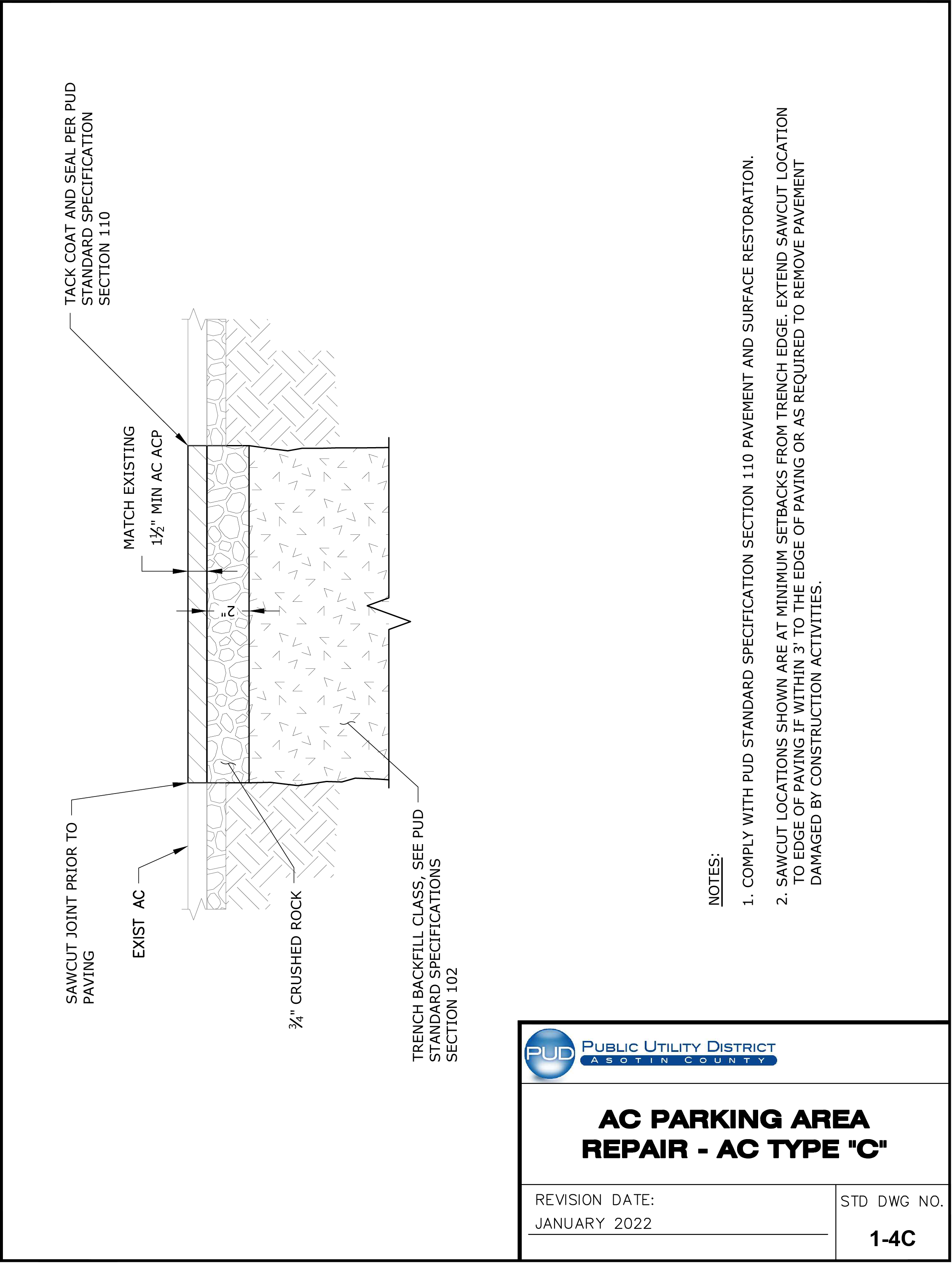 Standard Drawing 1-4C — AC Parking Area Repair - AC Type "C".