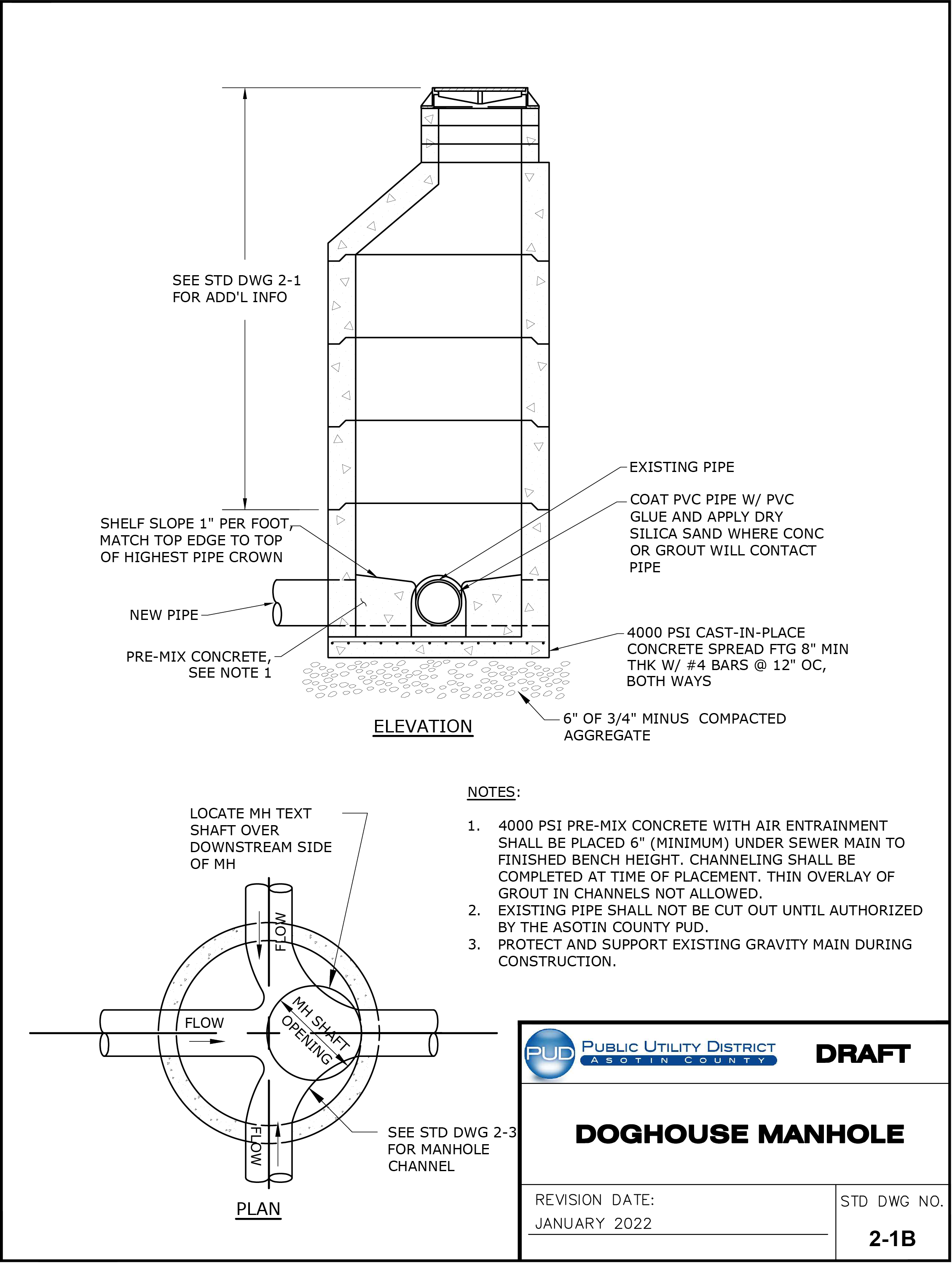 Standard Drawing 2-1B — Doghouse Manhole.