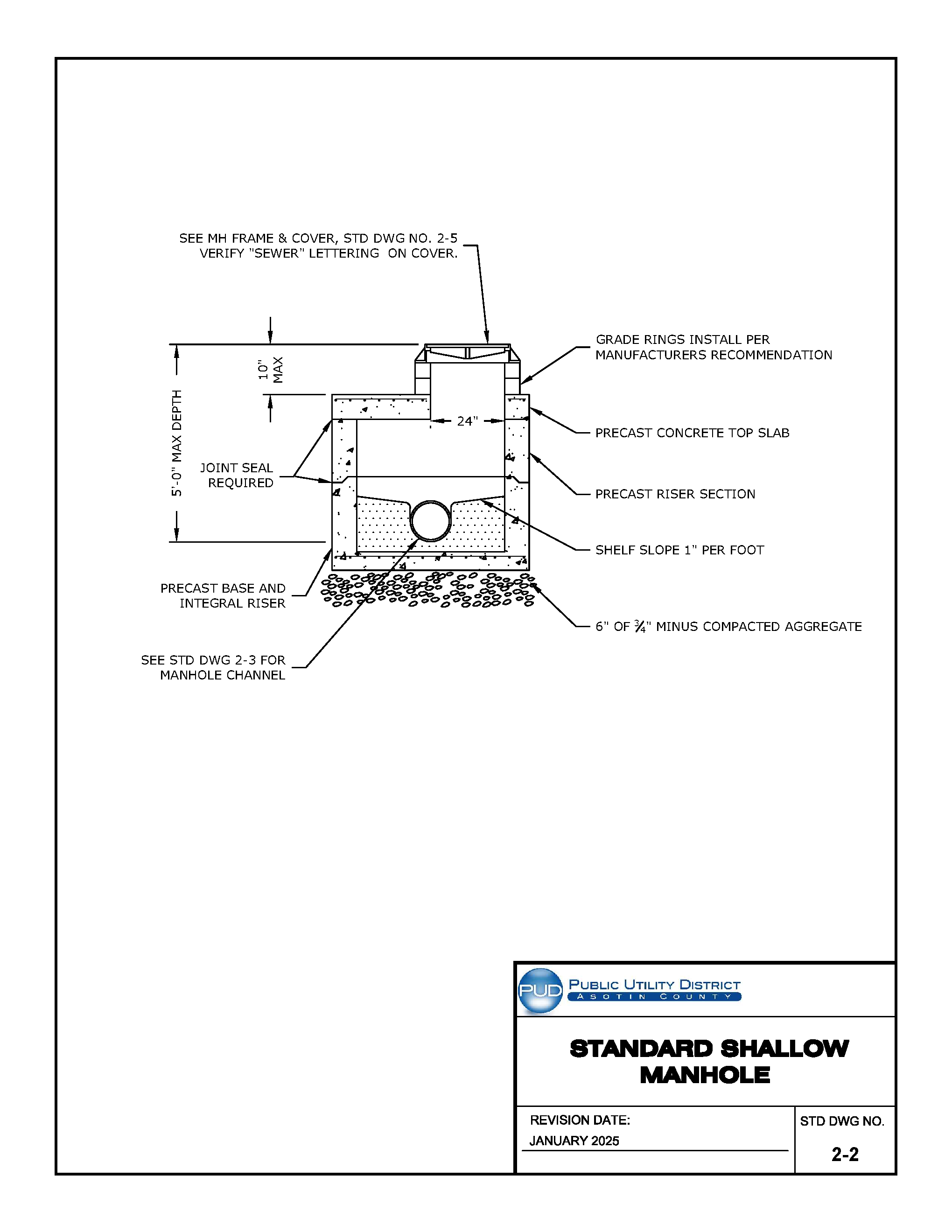 Standard Drawing 2-2 — Standard Shallow Manhole.