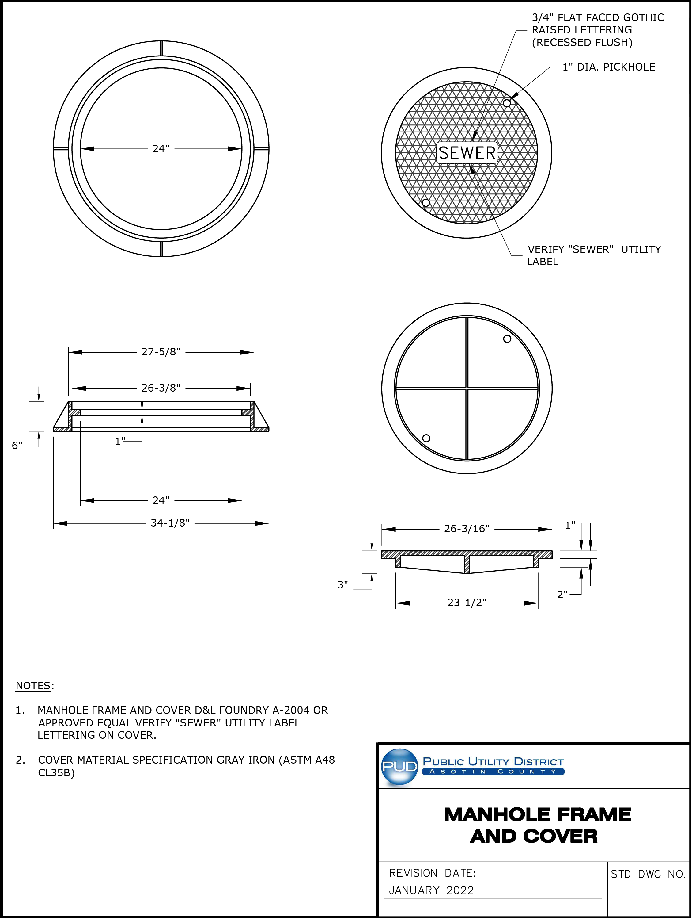 Standard Drawing 2-5 — Manhole Frame and Cover.