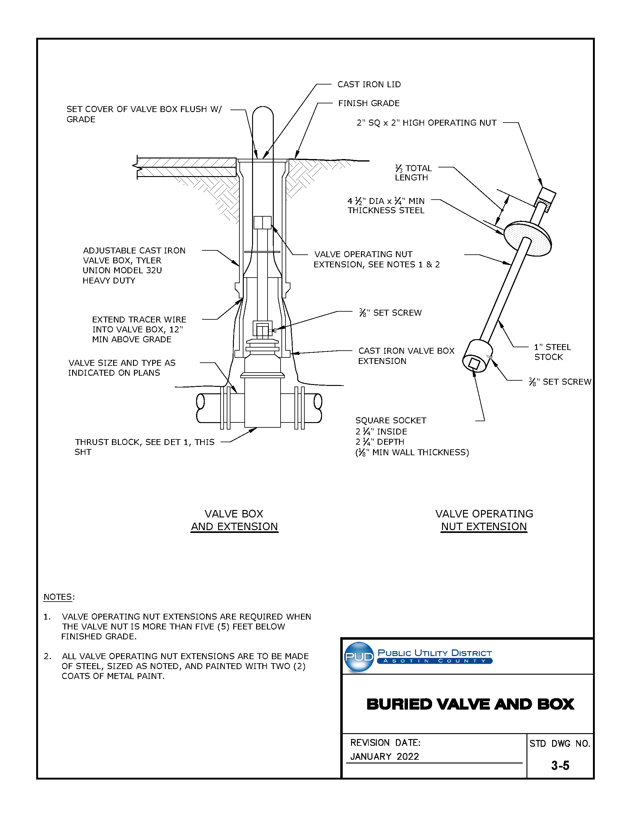 Standard Drawing 3-5 — Buried Valve and Box.
