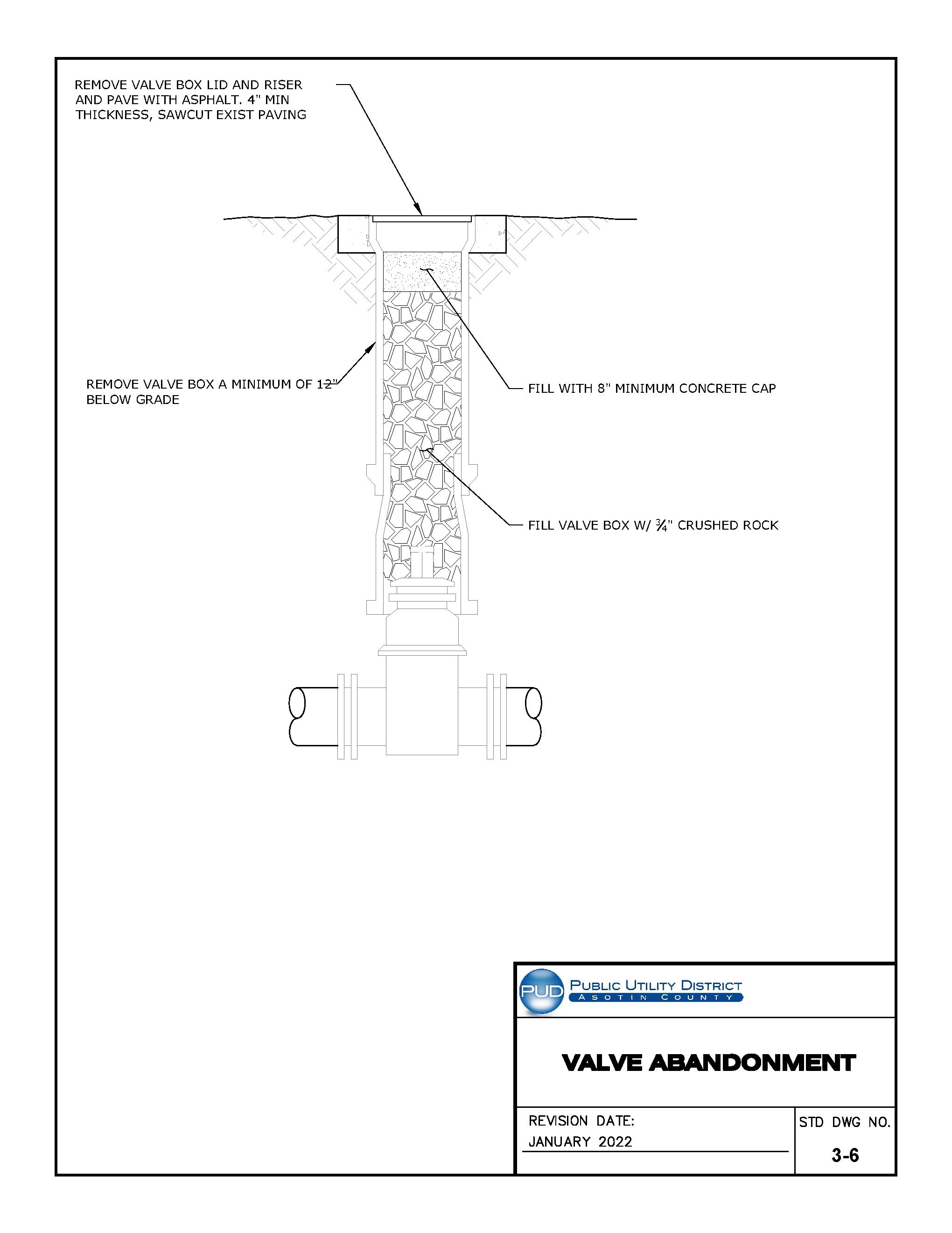 Standard Drawing 3-6 — Valve Abandonment.