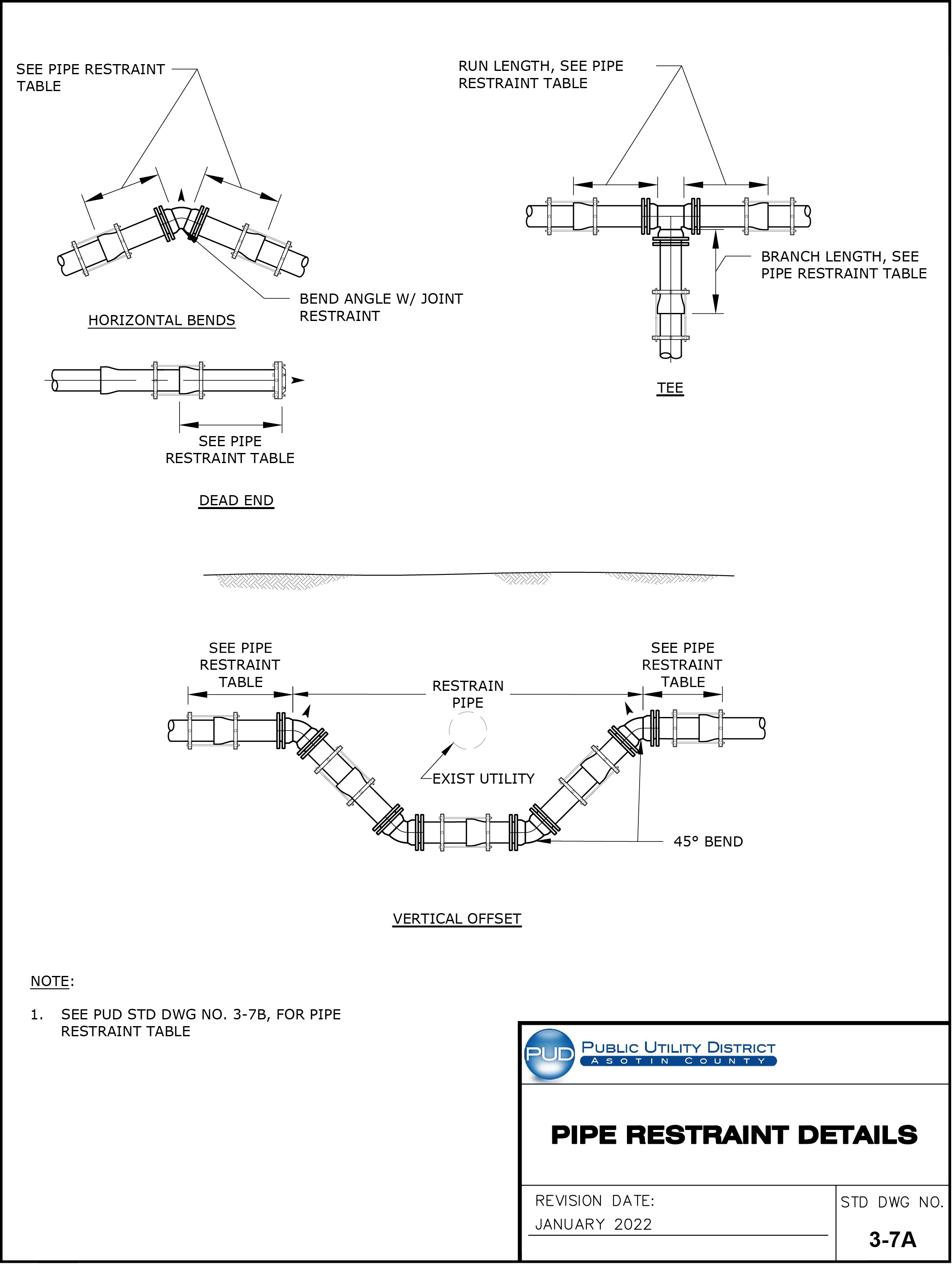 Standard Drawing 3-7A — Pipe Restraint Details.