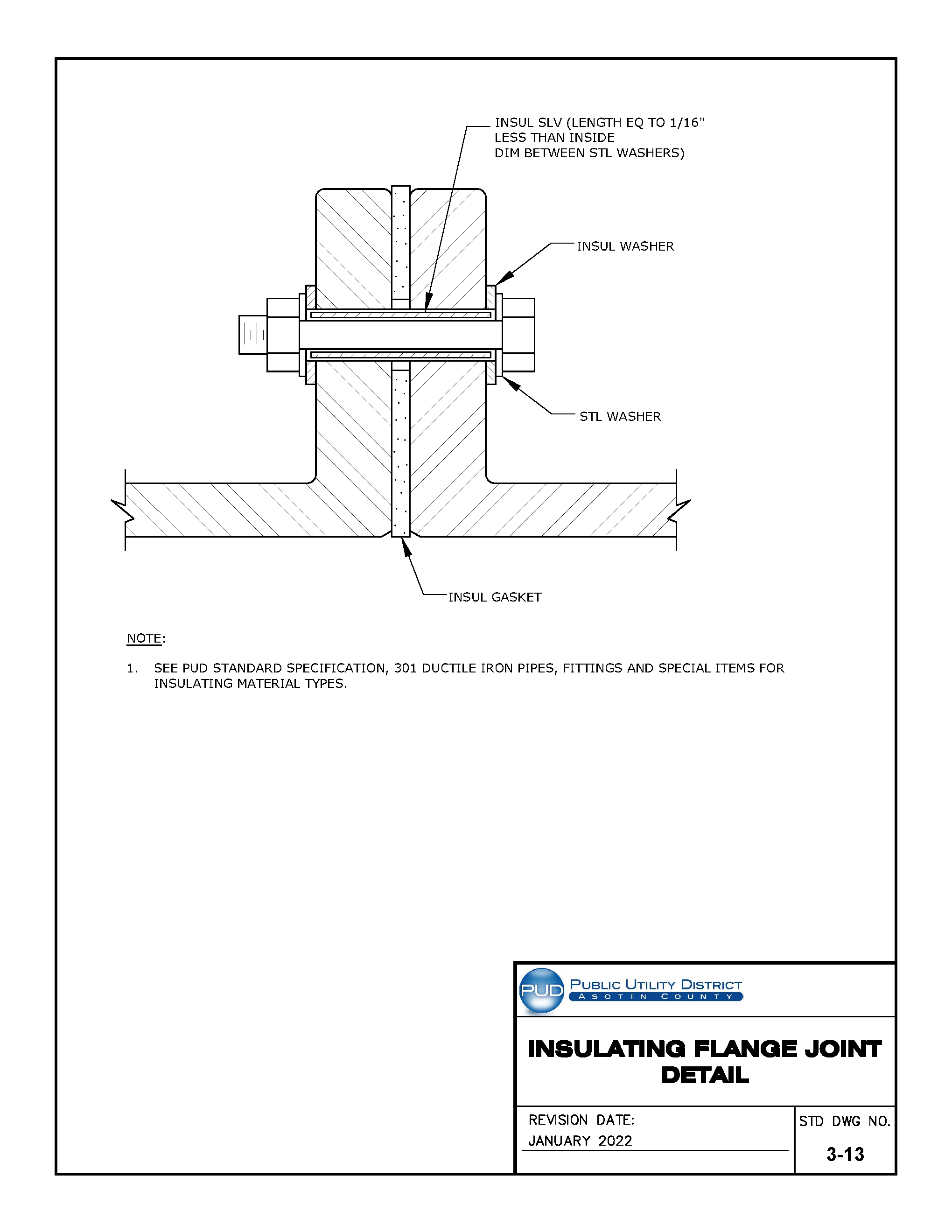 Standard Drawing 3-13 — Insulating Flange Joint Detail.