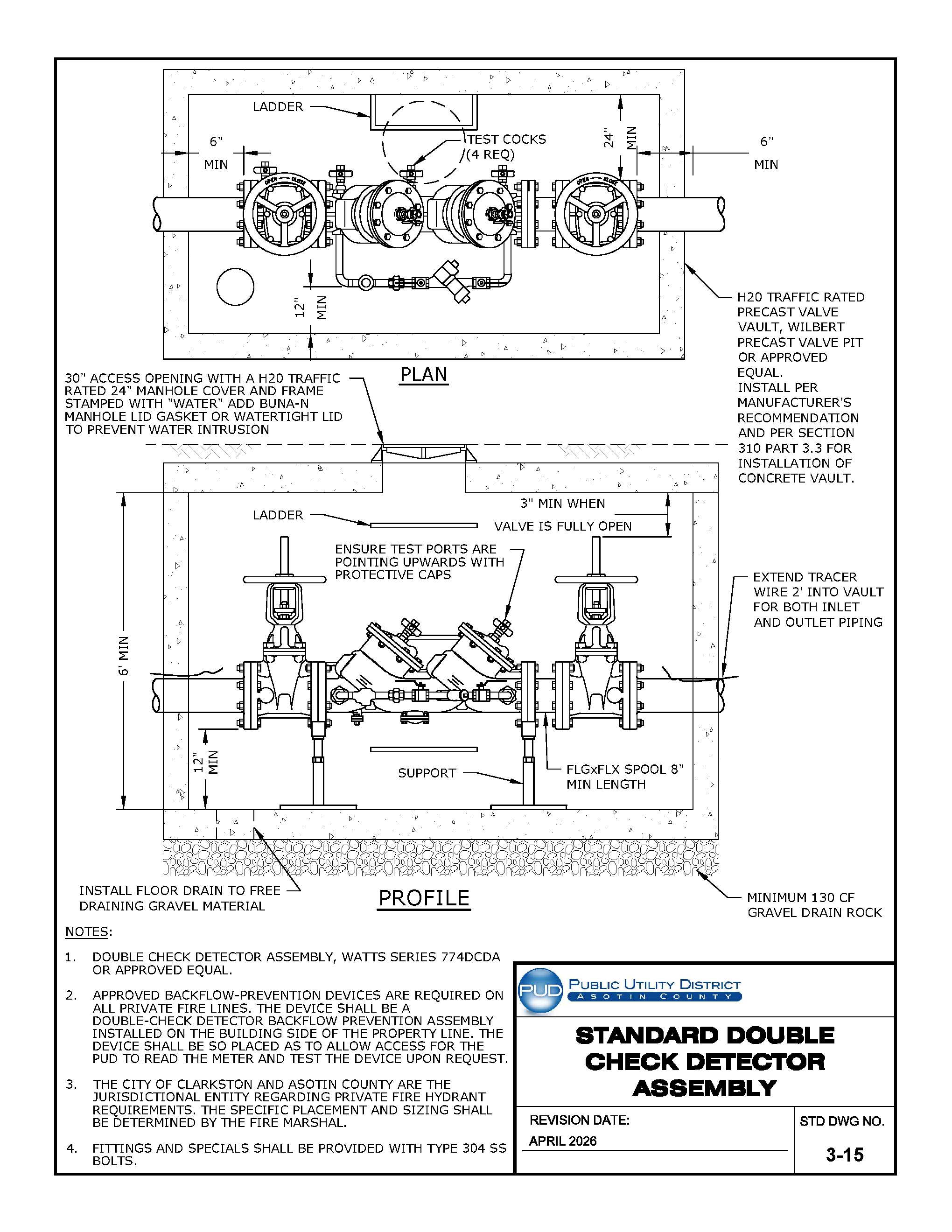 Standard Drawing 3-15 — Standard Double Check Detector Assembly.