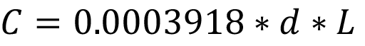 Equation defining C for the low-pressure air-test calculation.