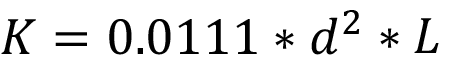 Equation defining K for the low-pressure air-test calculation.