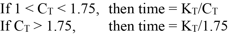 Equation defining C for the low-pressure air-test calculation.